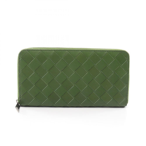 Bottega Veneta Round Wallet Intrecciato Green Leather
