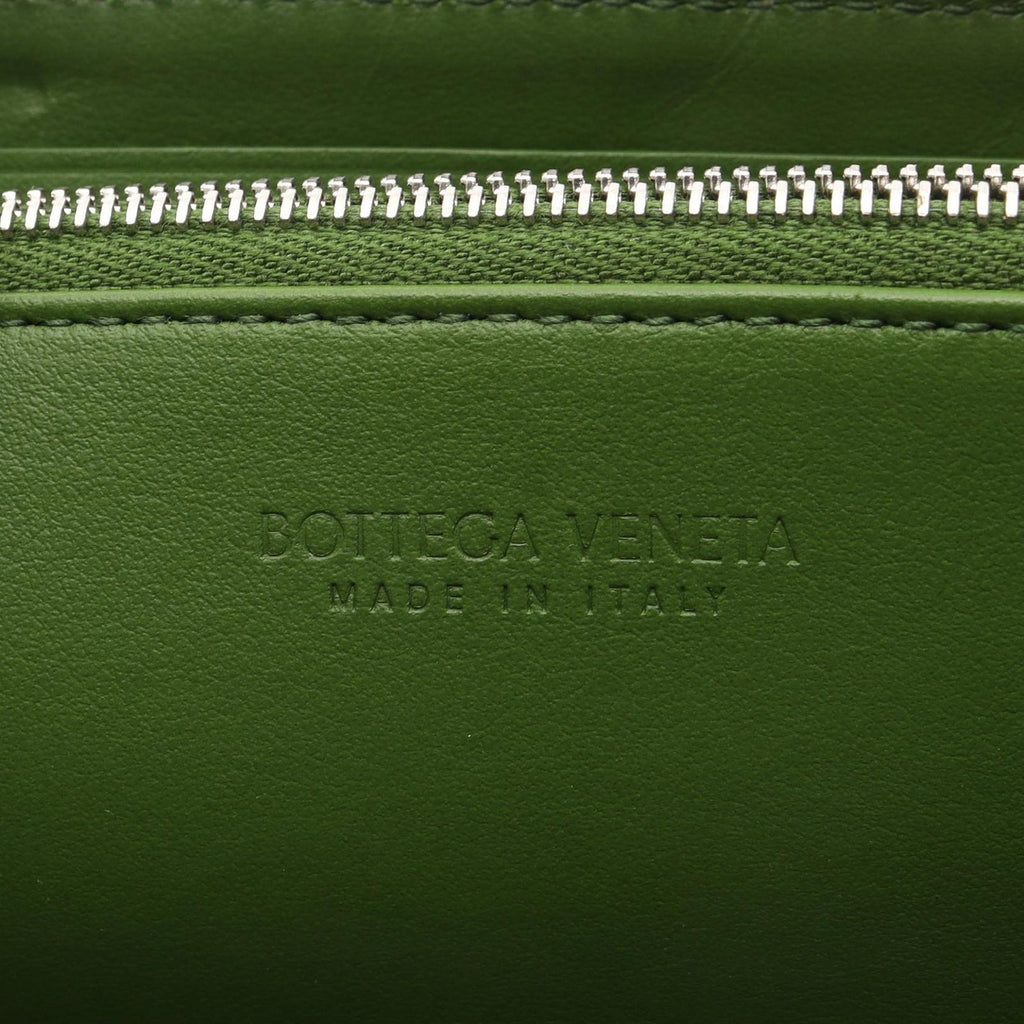 Bottega Veneta Round Wallet Intrecciato Green Leather — view 4
