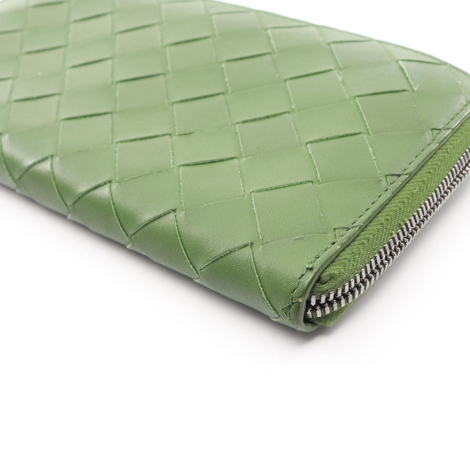 Bottega Veneta Round Wallet Intrecciato Green Leather — view 9