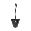 Celine Shoulder Bag Triomphe Bucket Black Leather