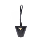 Celine Shoulder Bag Triomphe Bucket Black Leather