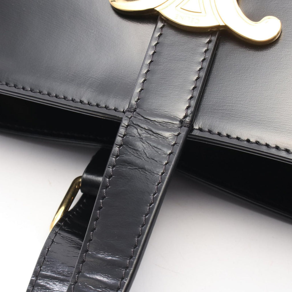 Celine Shoulder Bag Triomphe Bucket Black Leather — view 5