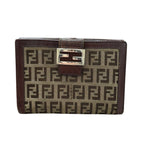 Fendi Zucca Brown Silver Leather Bifold Wallet — view 2