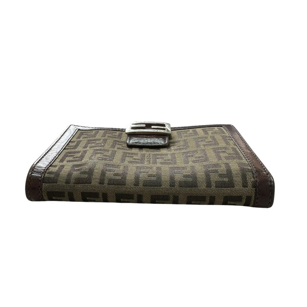 Fendi Zucca Brown Silver Leather Bifold Wallet — view 5