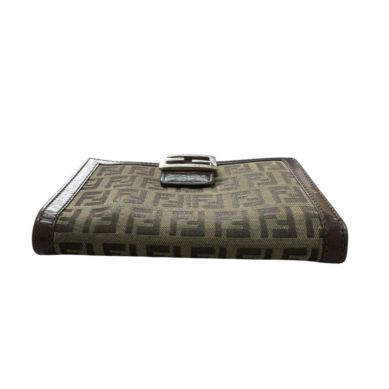 Fendi Zucca Brown Silver Leather Bifold Wallet — view 5