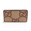 Gucci Round Wallet Jumbo GG Continental Beige Brown Canvas Leather