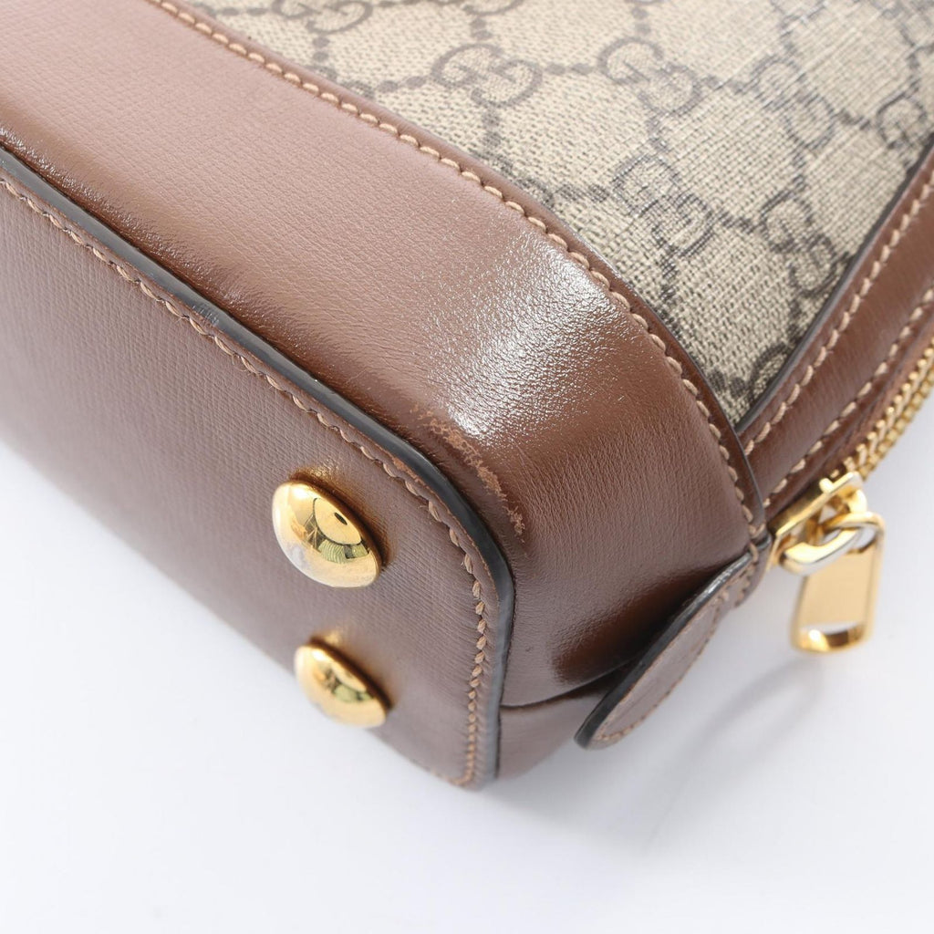 Gucci Handbag Horsebit GG Supreme Small Top Handle Bag 2-Way Beige Brown Canvas — view 7