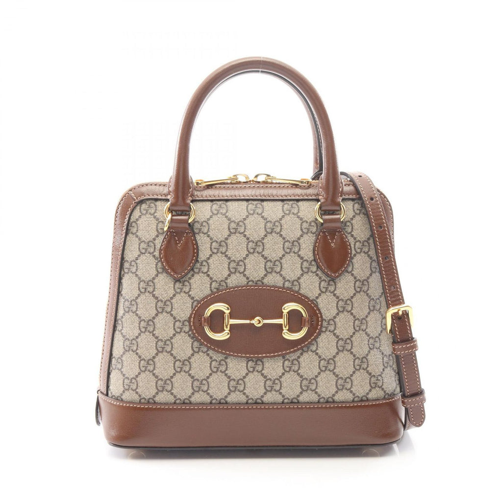 Gucci Handbag Horsebit GG Supreme Small Top Handle Bag 2-Way Beige Brown Canvas