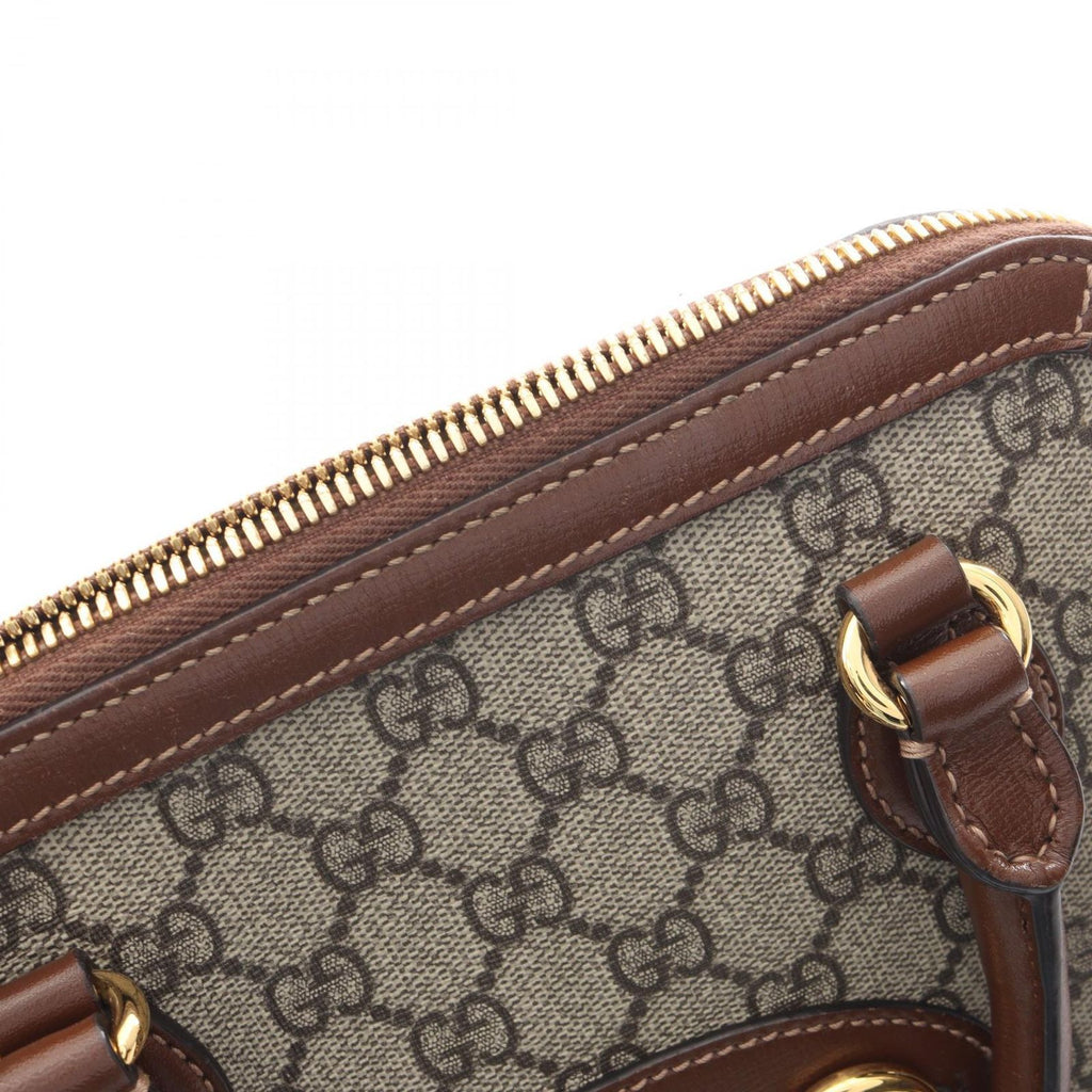 Gucci Handbag Horsebit GG Supreme Small Top Handle Bag 2-Way Beige Brown Canvas — view 8