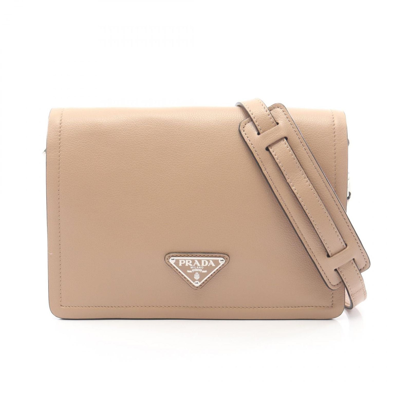 Prada Shoulder Bag Glace'calf Light Beige Leather