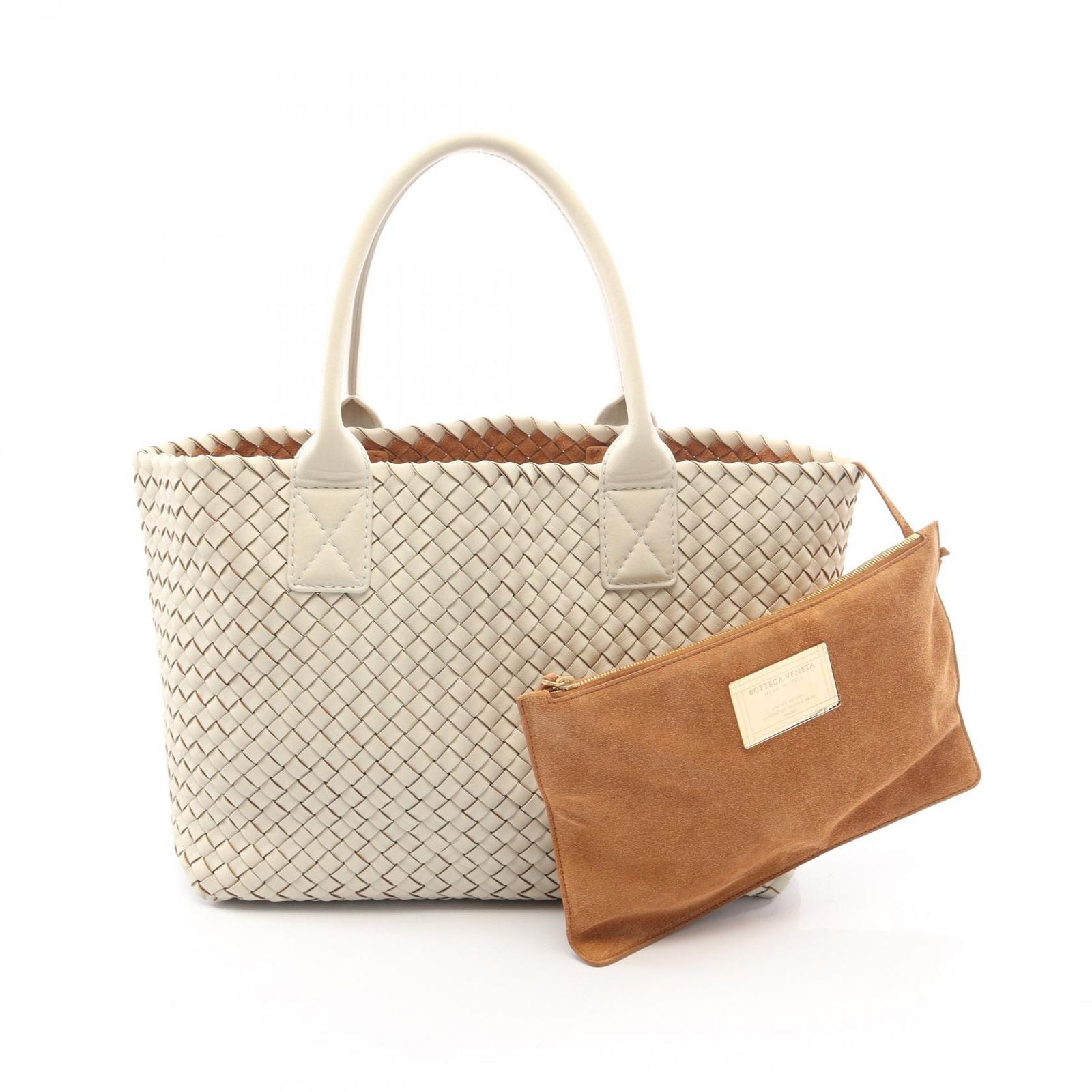 Bottega Veneta Tote Cover PM Intrecciato Off White Leather Small