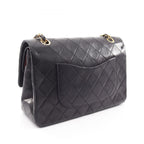 Chanel Shoulder Bag Quilted Double Flap Black Lambskin Chain — view 2