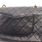 Chanel Shoulder Bag Quilted Double Flap Black Lambskin Chain — view 9