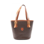 Celine Tote Macadam Brown Dark Canvas Leather