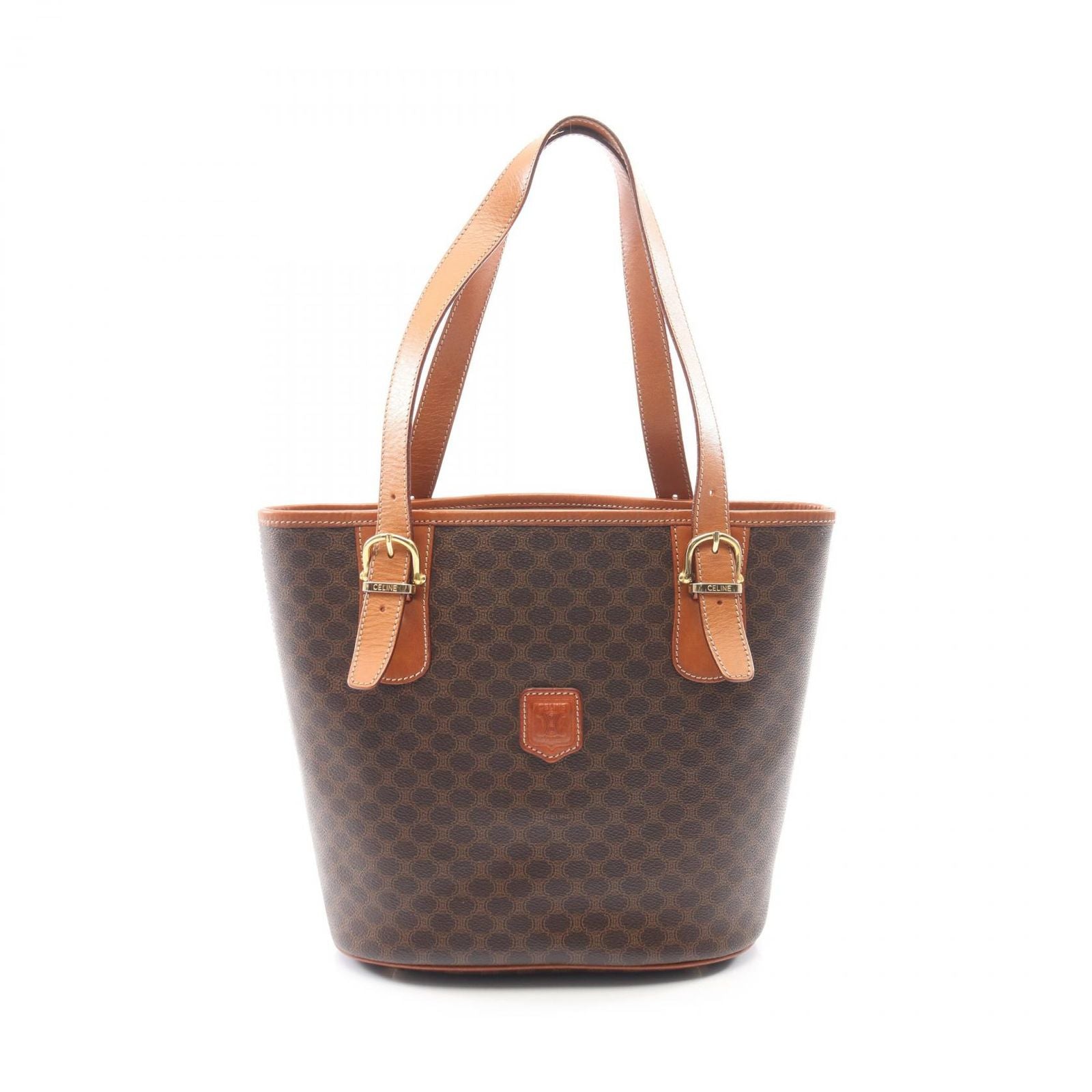 Celine Tote Macadam Brown Dark Canvas Leather