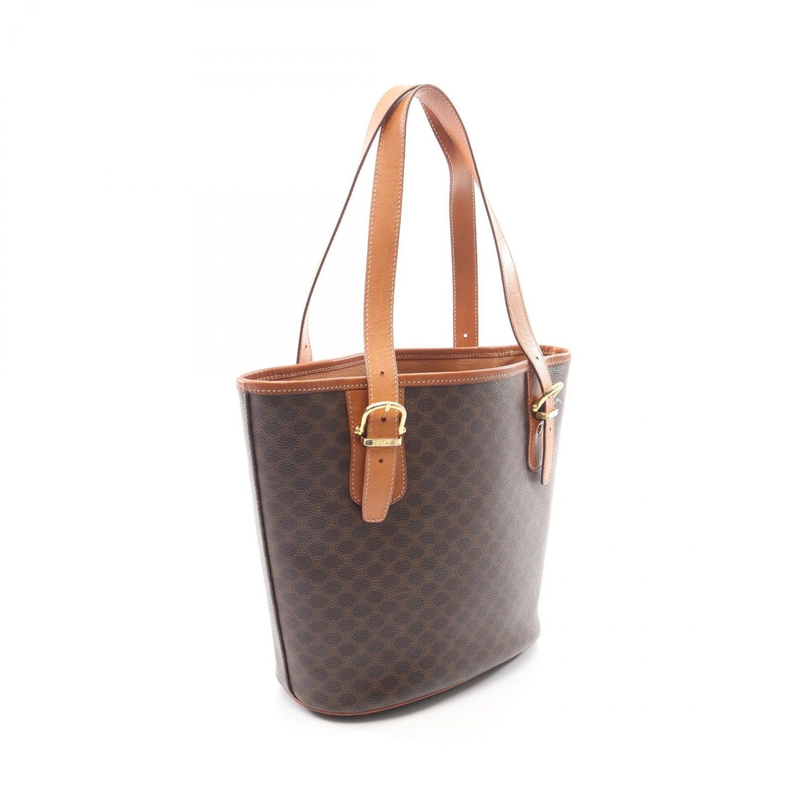 Celine Tote Macadam Brown Dark Canvas Leather — view 2