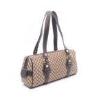 Celine Shoulder Bag Macadam Mini Beige Brown Canvas Leather — view 2