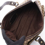 Celine Shoulder Bag Macadam Mini Beige Brown Canvas Leather — view 3