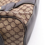 Celine Shoulder Bag Macadam Mini Beige Brown Canvas Leather — view 7