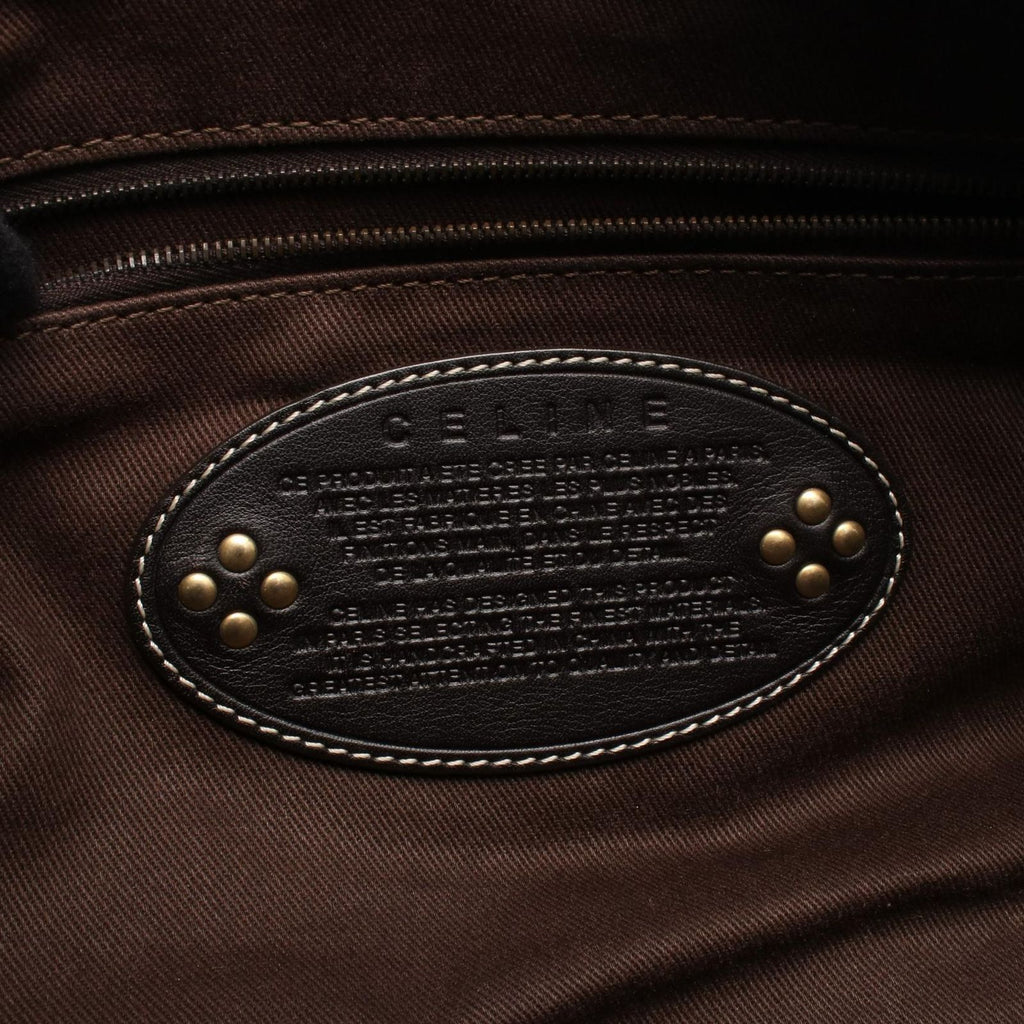 Celine Shoulder Bag Macadam Mini Beige Brown Canvas Leather — view 4
