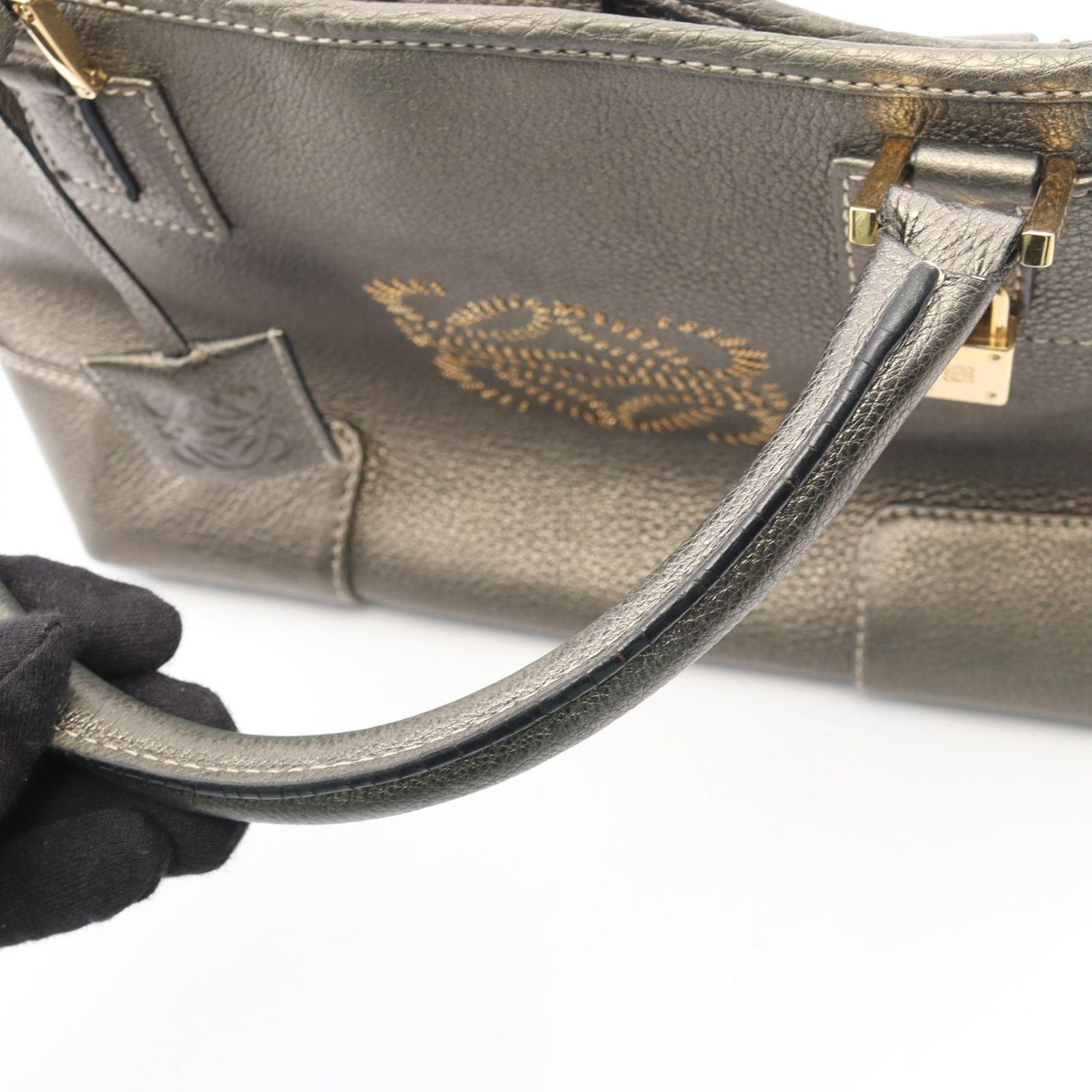 Loewe Handbag Amazona Justa Blanc de Leather — view 6