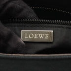 Loewe Shoulder Bag Dark Brown Black Canvas Leather — view 4