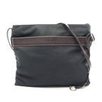 Loewe Shoulder Bag Dark Brown Black Canvas Leather