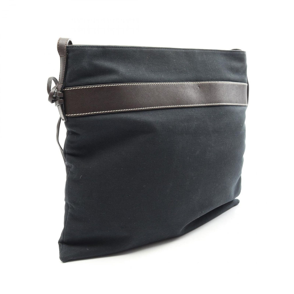 Loewe Shoulder Bag Dark Brown Black Canvas Leather — view 2