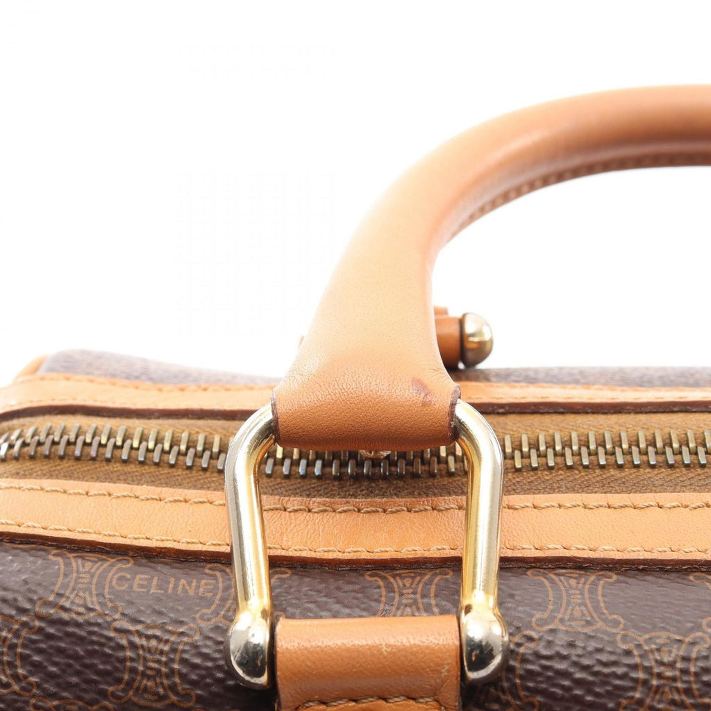 Celine Macadam Boston Bag Brown Natural Canvas Leather — view 7