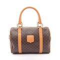 Celine Macadam Boston Bag Brown Natural Canvas Leather