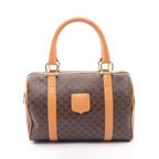 Celine Macadam Boston Bag Brown Natural Canvas Leather