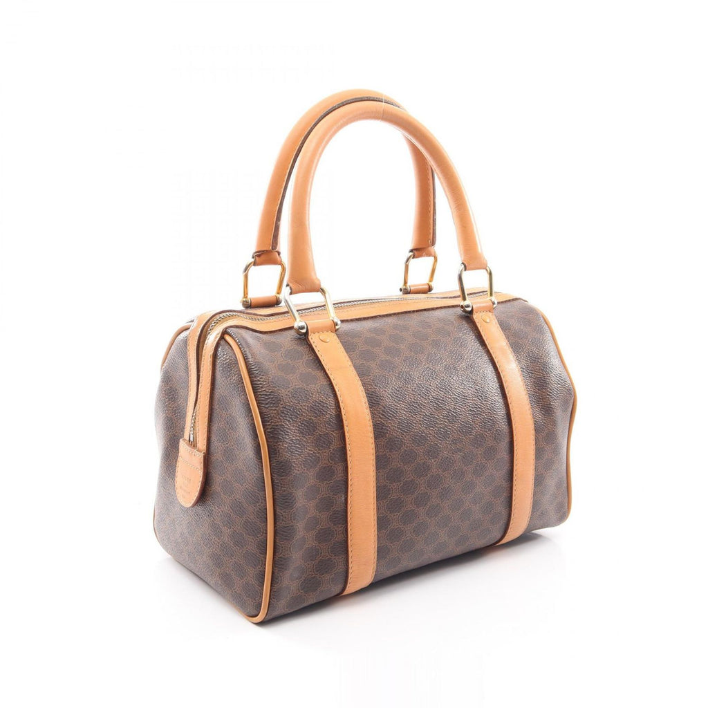 Celine Macadam Boston Bag Brown Natural Canvas Leather — view 2