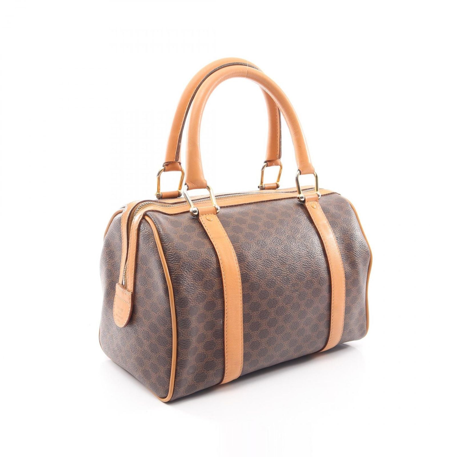Celine Macadam Boston Bag Brown Natural Canvas Leather — view 2