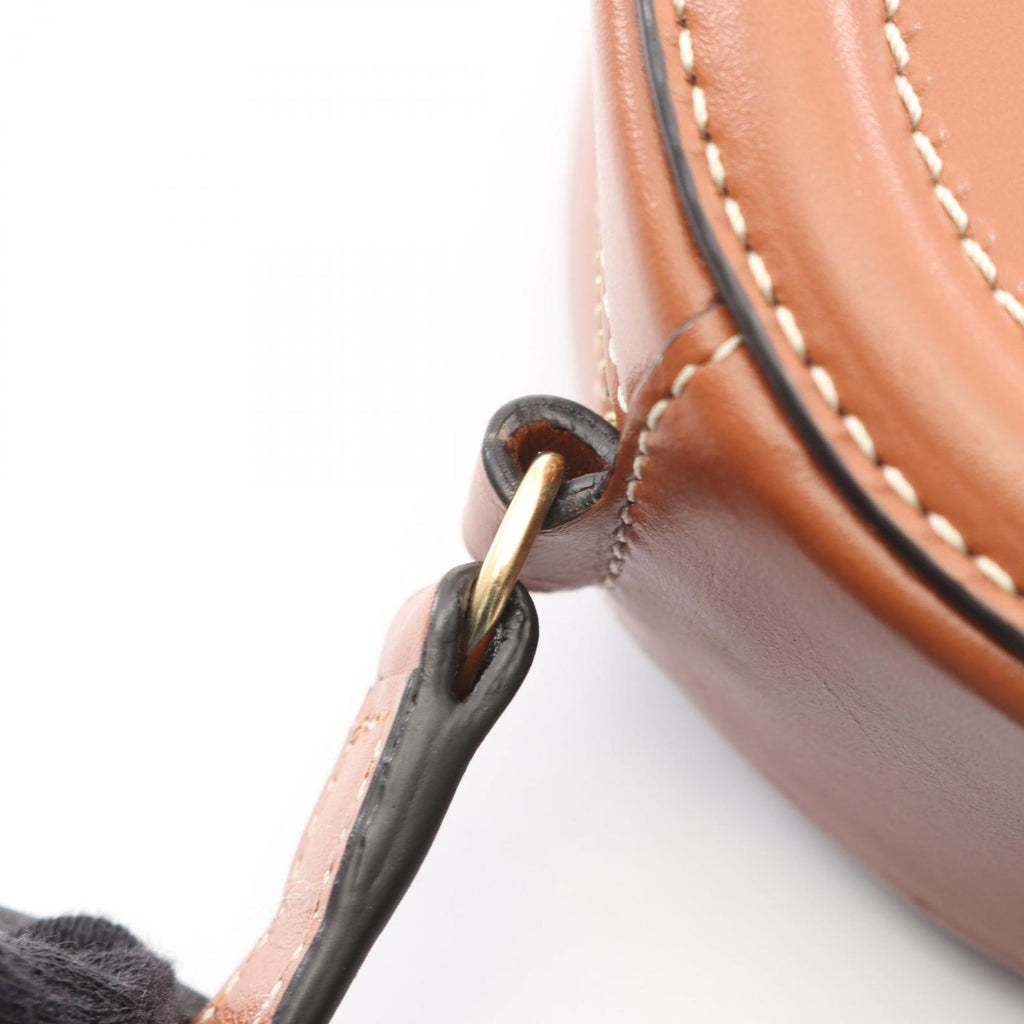 Celine Shoulder Bag Crossbody Oval Purse Cuill Triomphe Brown Leather — view 5