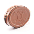Celine Shoulder Bag Crossbody Oval Purse Cuill Triomphe Brown Leather — view 2