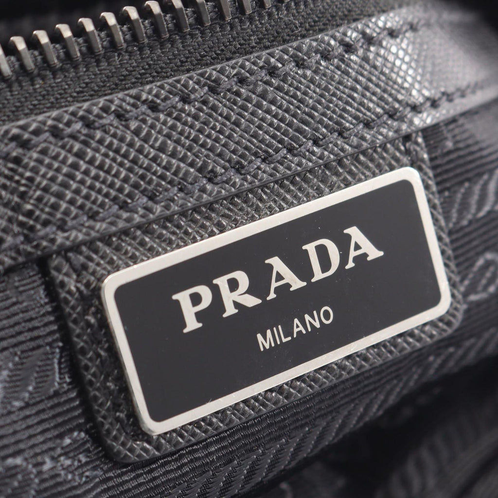 Prada Shoulder Bag Tessuto Saffi Black Nylon Saffiano Leather Re-Nylon — view 4