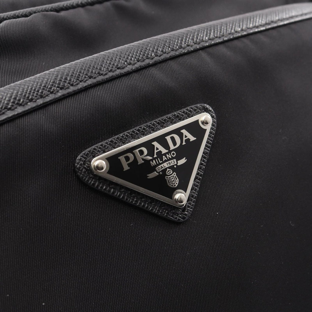 Prada Shoulder Bag Tessuto Saffi Black Nylon Saffiano Leather Re-Nylon — view 6