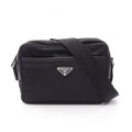 Prada Shoulder Bag Tessuto Saffi Black Nylon Saffiano Leather Re-Nylon