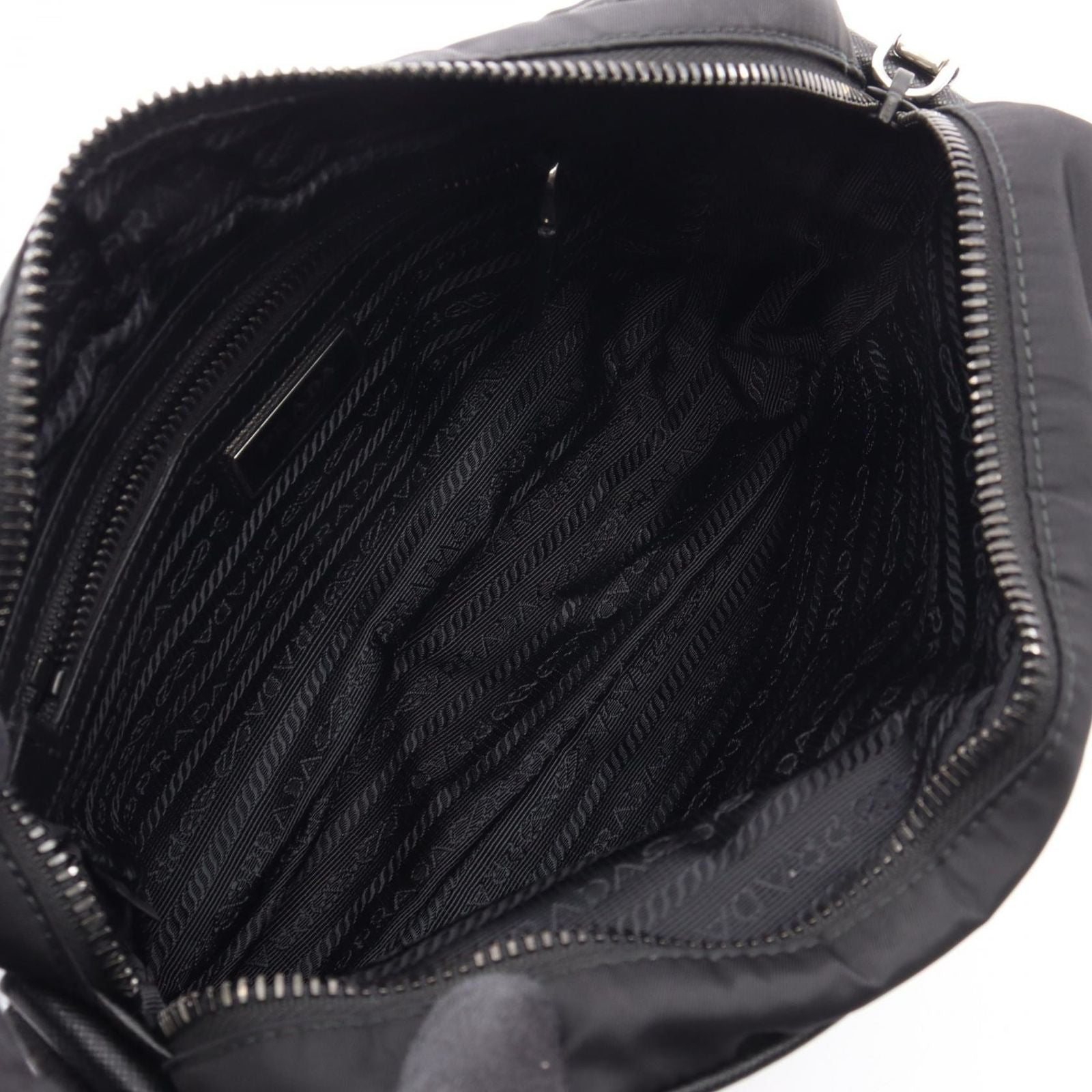 Prada Shoulder Bag Tessuto Saffi Black Nylon Saffiano Leather Re-Nylon — view 3
