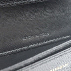 Saint Laurent Card Case Leather Black Gold Stitch YSL Logo Business — view 7