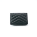 Saint Laurent Card Case Leather Black Gold Stitch YSL Logo Business — view 3