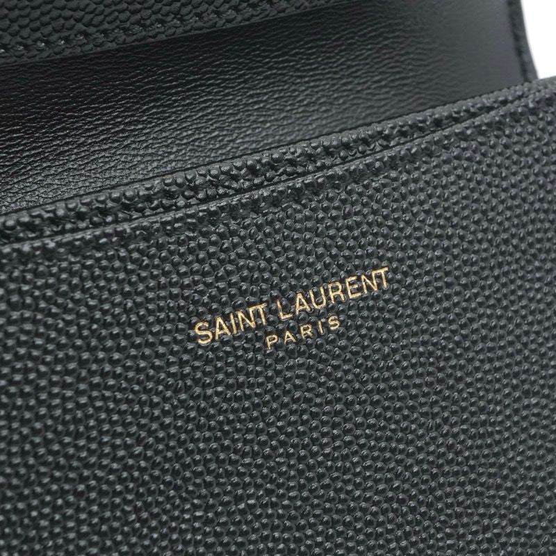 Saint Laurent Card Case Leather Black Gold Stitch YSL Logo Business — view 6