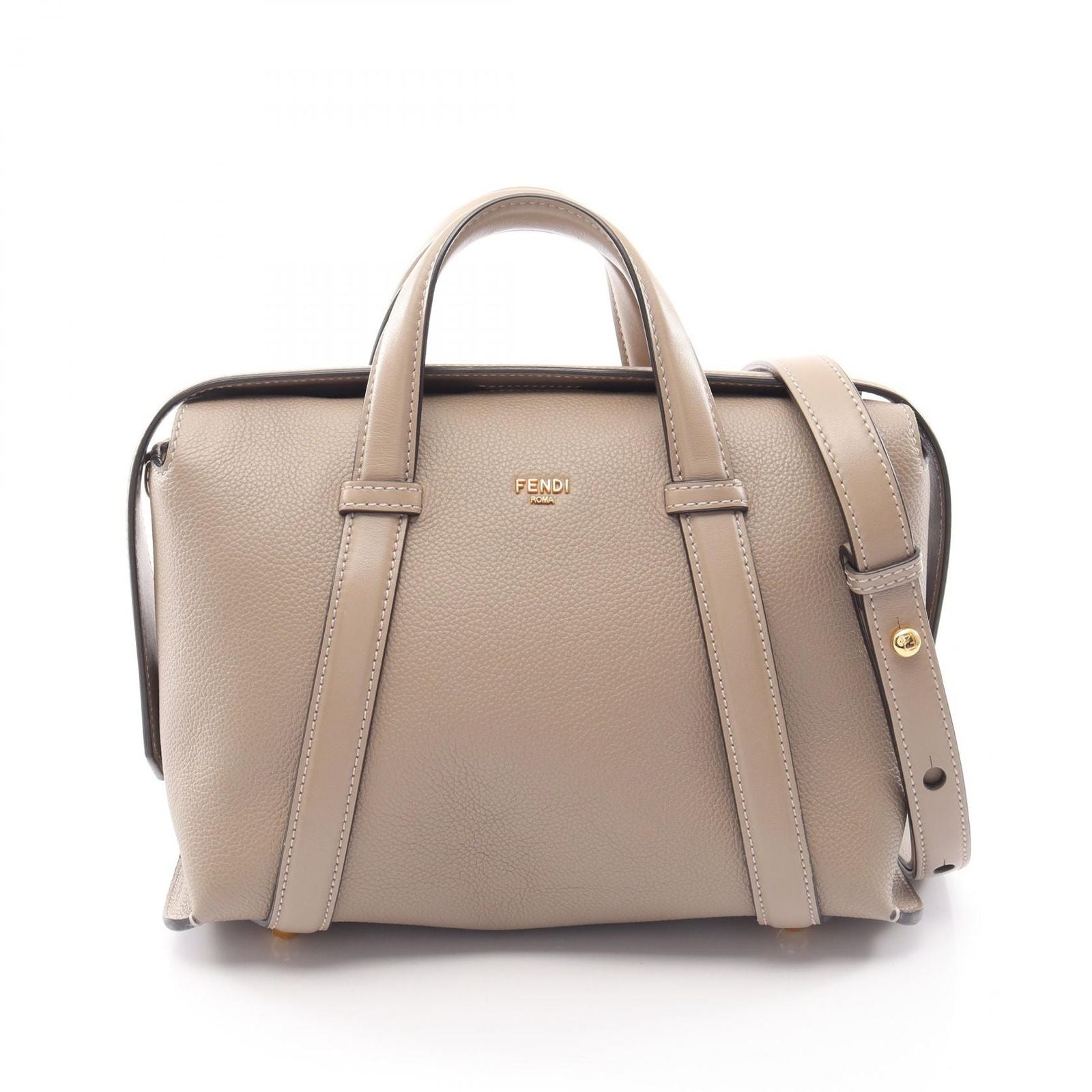 Fendi Handbag Boston 365 2-Way Gray Leather