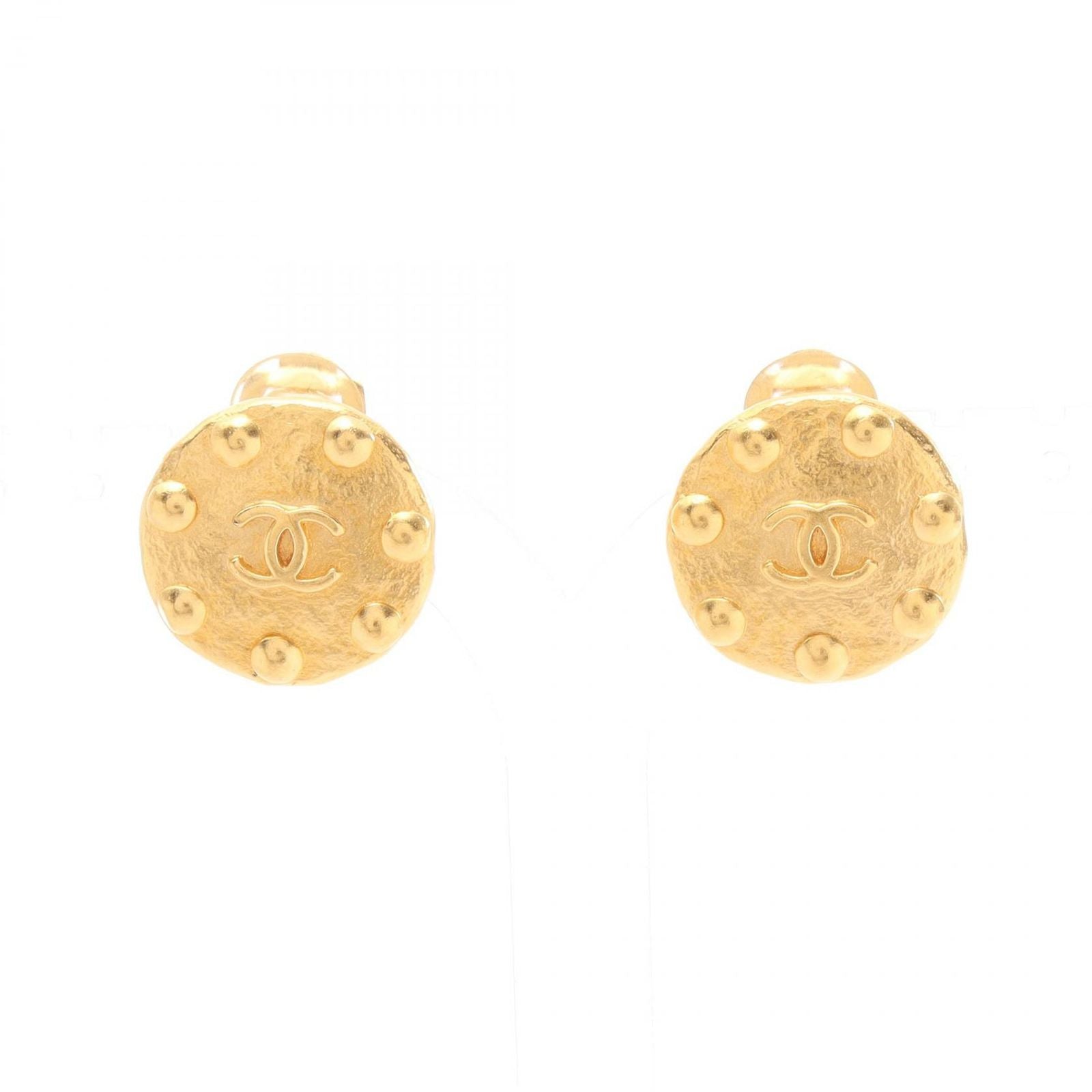 Chanel Earrings CC Logo Dot Round