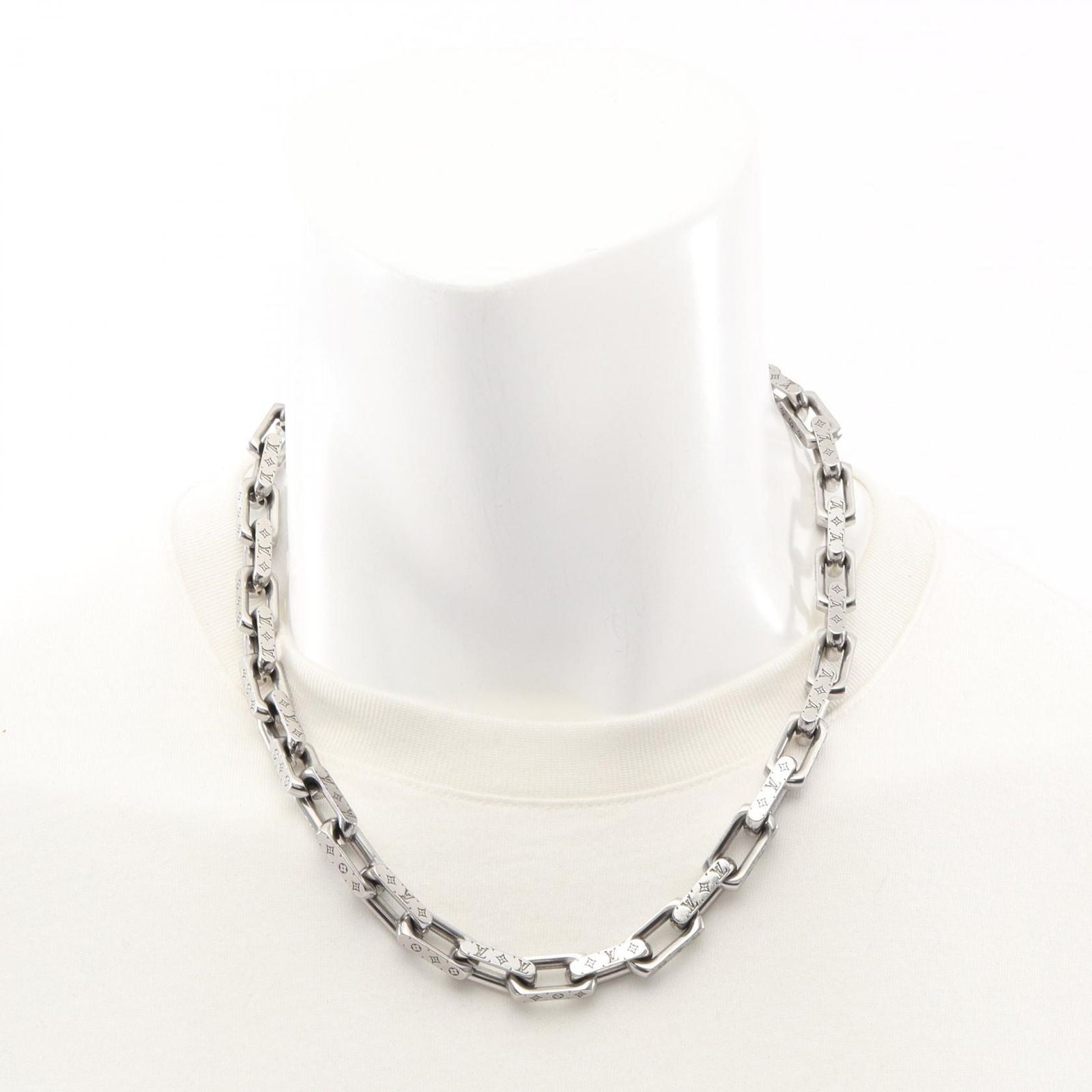 Louis Vuitton Necklace Collier Chain Monogram Silver Stainless Steel — view 6
