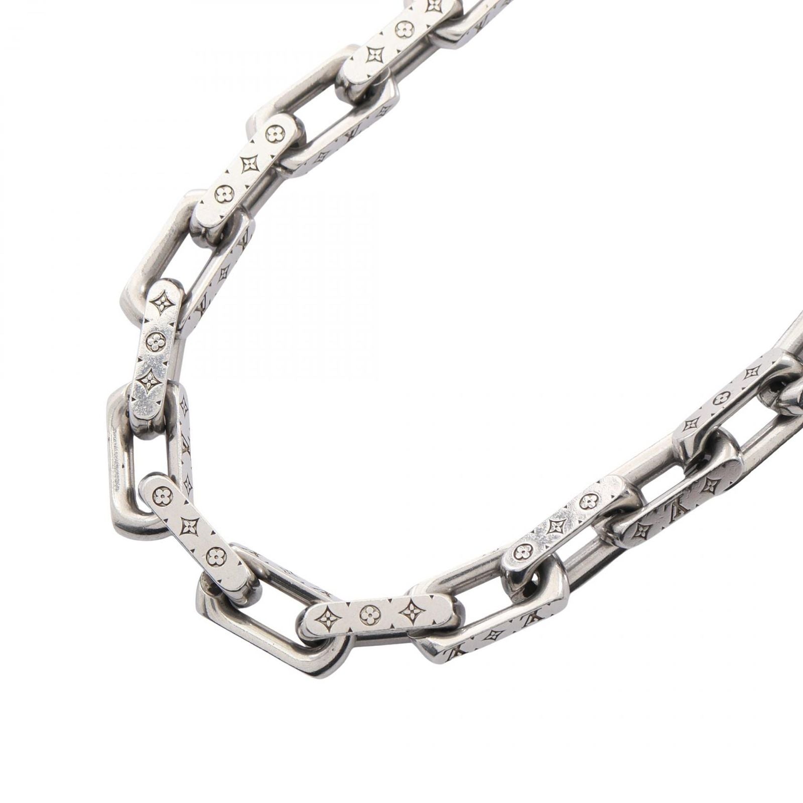 Louis Vuitton Necklace Collier Chain Monogram Silver Stainless Steel
