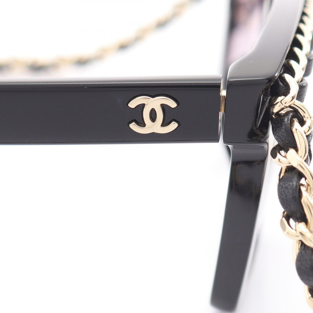 Chanel Sunglasses with CC Logo Chain Black Leather Eyewear — view 7