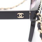 Chanel Sunglasses with CC Logo Chain Black Leather Eyewear — view 7