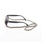 Chanel Sunglasses with CC Logo Chain Black Leather Eyewear — view 3