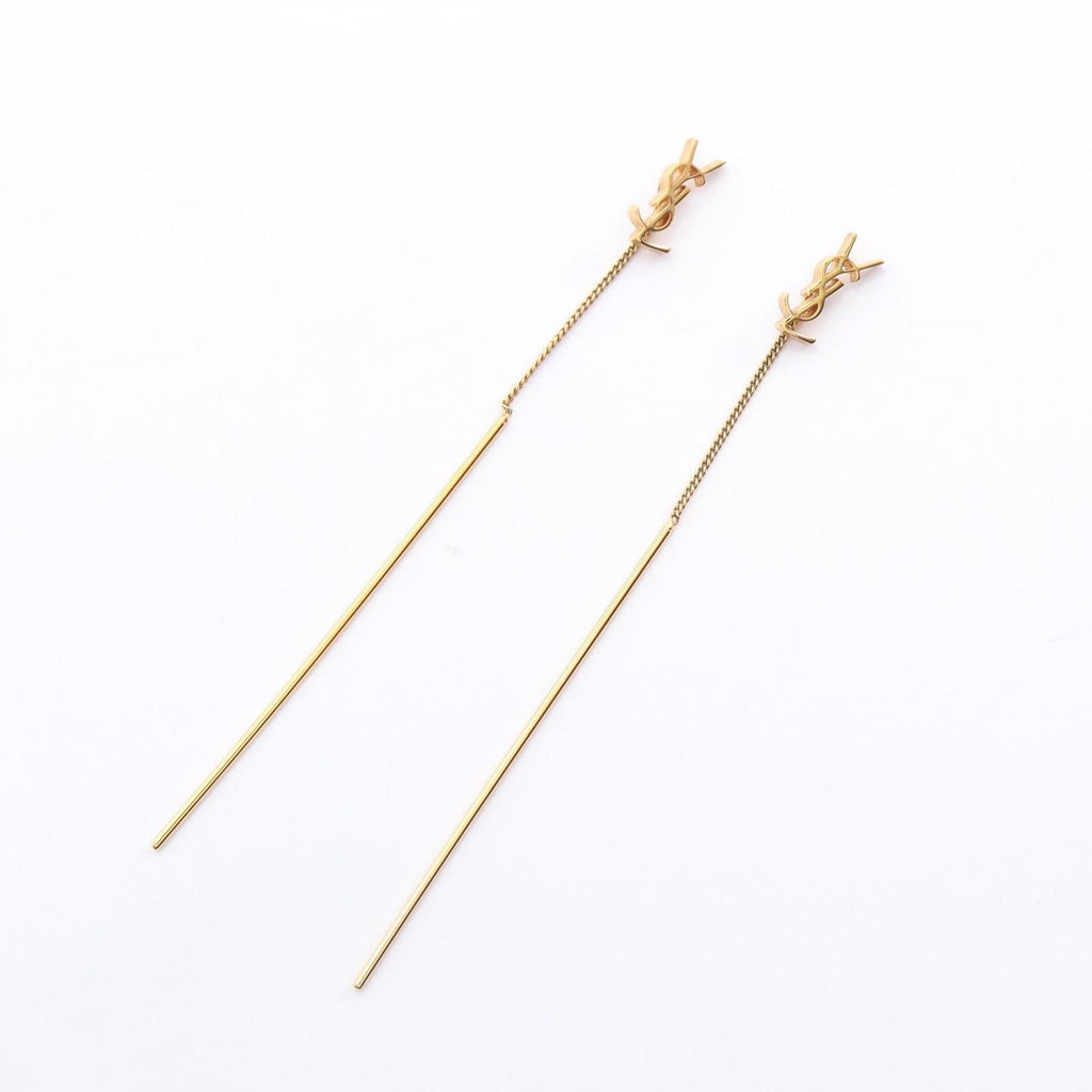 Saint Laurent Paris Earrings Opyum Cassandra Calf Gold — view 4